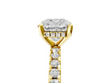 Yellow gold Cushion Cut Diamond Solitaire Ring with Pavé Band and Four-Prong Setting_5