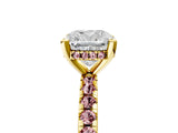 Yellow gold Cushion Cut Diamond Solitaire Ring with Pavé Band and Four-Prong Setting_5