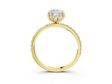 Yellow gold Cushion Cut Diamond Solitaire Ring with Pavé Band and Hidden Halo_29