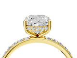 Yellow gold Cushion Cut Diamond Solitaire Ring with Pavé Band and Hidden Halo_30
