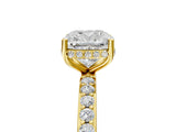 Yellow gold Cushion Cut Diamond Solitaire Ring with Pavé Band and Hidden Halo_31