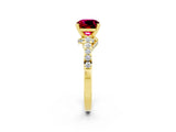 Yellow gold Cushion Cut Diamond Solitaire Ring with Pavé Band and Prong Setting_2