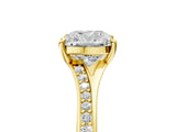 Yellow gold Cushion Cut Diamond Solitaire Ring with Pavé Band and Prong Setting_21