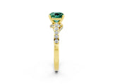 Yellow gold Cushion Cut Diamond Solitaire Ring with Pavé Band and Prong Setting_2