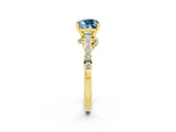 Yellow gold Cushion Cut Diamond Solitaire Ring with Pavé Band and Prong Setting_2