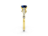 Yellow gold Cushion Cut Diamond Solitaire Ring with Pavé Band and Prong Setting_2