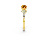 Yellow gold Cushion Cut Diamond Solitaire Ring with Pavé Band and Prong Setting_2