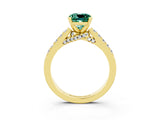 Yellow gold Cushion Cut Diamond Solitaire Ring with Pavé Band and Prong Setting_3
