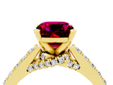 Yellow gold Cushion Cut Diamond Solitaire Ring with Pavé Band and Prong Setting_4