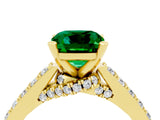 Yellow gold Cushion Cut Diamond Solitaire Ring with Pavé Band and Prong Setting_4