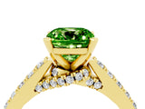 Yellow gold Cushion Cut Diamond Solitaire Ring with Pavé Band and Prong Setting_4