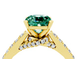 Yellow gold Cushion Cut Diamond Solitaire Ring with Pavé Band and Prong Setting_4