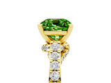 Yellow gold Cushion Cut Diamond Solitaire Ring with Pavé Band and Prong Setting_5