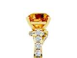 Yellow gold Cushion Cut Diamond Solitaire Ring with Pavé Band and Prong Setting_5
