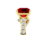 Yellow gold Cushion Cut Diamond Solitaire Ring with Pavé Band and Prong Setting_5