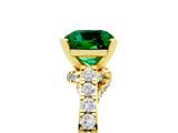 Yellow gold Cushion Cut Diamond Solitaire Ring with Pavé Band and Prong Setting_5