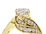 Yellow gold Cushion Cut Diamond Solitaire Ring with Prong Setting and Twisted Pavé Band_7