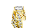 Yellow gold Cushion Cut Diamond Solitaire Ring with Prong Setting and Twisted Pavé Band_8