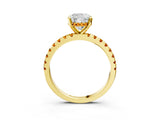 Yellow gold Cushion Cut Diamond Solitaire Ring with Round with Citrine side stone Pavé Band and Four-Prong Setting_39
