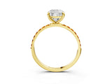 Yellow gold Cushion Cut Diamond Solitaire Ring with Round with Citrine side stone Pavé Band and Prong Setting_15