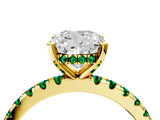Yellow gold Cushion Cut Diamond Solitaire Ring with Round with Emerald side stone Pavé Band and Four-Prong Setting_40