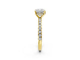 Yellow gold Cushion Cut Diamond Solitaire Ring with Round with Moissanite side stone Pavé Band and Four-Prong Setting_38