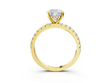 Yellow gold Cushion Cut Diamond Solitaire Ring with Round with Moissanite side stone Pavé Band and Four-Prong Setting_39