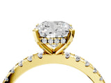 Yellow gold Cushion Cut Diamond Solitaire Ring with Round with Moissanite side stone Pavé Band and Four-Prong Setting_40