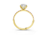 Yellow gold Cushion Cut Diamond Solitaire Ring with Round with Morganite side stone Pavé Band and Prong Setting_27