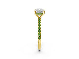 Yellow gold Cushion Cut Diamond Solitaire Ring with Round with Peridot side stone Pavé Band and Four-Prong Setting_38