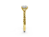 Yellow gold Cushion Cut Diamond Solitaire Ring with Round with Yellow Sapphire side stone Pavé Band and Four-Prong Setting_38