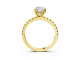 Yellow gold Cushion Cut Diamond Solitaire Ring with Round with Yellow Sapphire side stone Pavé Band and Four-Prong Setting_39