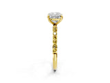 Yellow gold Cushion Cut Diamond Solitaire Ring with Round with Yellow Sapphire side stone Pavé Band and Prong Setting_26