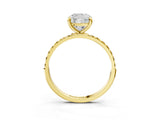 Yellow gold Cushion Cut Diamond Solitaire Ring with Round with Yellow Sapphire side stone Pavé Band and Prong Setting_27