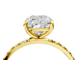 Yellow gold Cushion Cut Diamond Solitaire Ring with Round with Yellow Sapphire side stone Pavé Band and Prong Setting_28