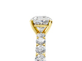 Yellow gold Cushion Cut Diamond Solitaire Ring with Shared Prong Pavé Band and Four-Prong Setting_94