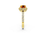 Yellow gold Cushion Cut Diamond Solitaire Ring with Shared Prong Pavé Band_2