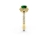 Yellow gold Cushion Cut Diamond Solitaire Ring with Shared Prong Pavé Band_2