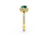Yellow gold Cushion Cut Diamond Solitaire Ring with Shared Prong Pavé Band_2