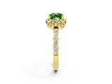 Yellow gold Cushion Cut Diamond Solitaire Ring with Shared Prong Pavé Band_2