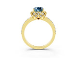 Yellow gold Cushion Cut Diamond Solitaire Ring with Shared Prong Pavé Band_3