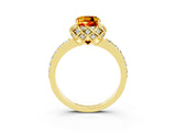 Yellow gold Cushion Cut Diamond Solitaire Ring with Shared Prong Pavé Band_3