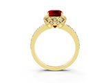 Yellow gold Cushion Cut Diamond Solitaire Ring with Shared Prong Pavé Band_3