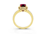 Yellow gold Cushion Cut Diamond Solitaire Ring with Shared Prong Pavé Band_3