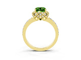 Yellow gold Cushion Cut Diamond Solitaire Ring with Shared Prong Pavé Band_3