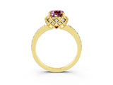 Yellow gold Cushion Cut Diamond Solitaire Ring with Shared Prong Pavé Band_3