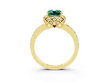 Yellow gold Cushion Cut Diamond Solitaire Ring with Shared Prong Pavé Band_3