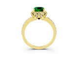 Yellow gold Cushion Cut Diamond Solitaire Ring with Shared Prong Pavé Band_3