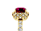 Yellow gold Cushion Cut Diamond Solitaire Ring with Shared Prong Pavé Band_5