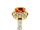 Yellow gold Cushion Cut Diamond Solitaire Ring with Shared Prong Pavé Band_5